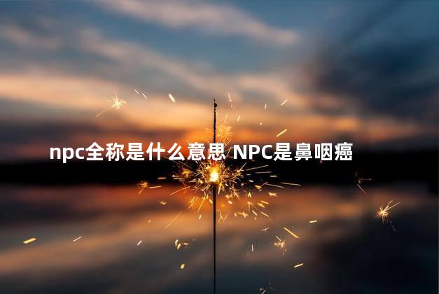 npc全称是什么意思 NPC是鼻咽癌吗